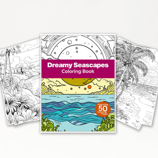 50 Dreamy Seascape Printable Coloring Pages For Kids & Adults (INSTANT DOWNLOAD)