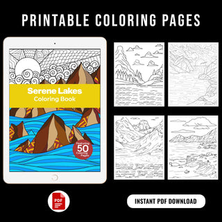 50 Serene Lake Printable Coloring Pages For Kids & Adults (INSTANT DOWNLOAD)