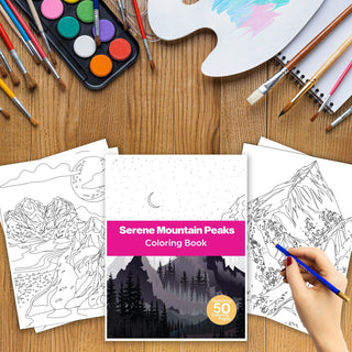 50 Serene Mountain Peak Printable Coloring Pages For Kids & Adults (INSTANT DOWNLOAD)