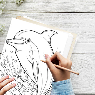 50 Delightful Dolphin Printable Coloring Pages For Kids & Adults (INSTANT DOWNLOAD)